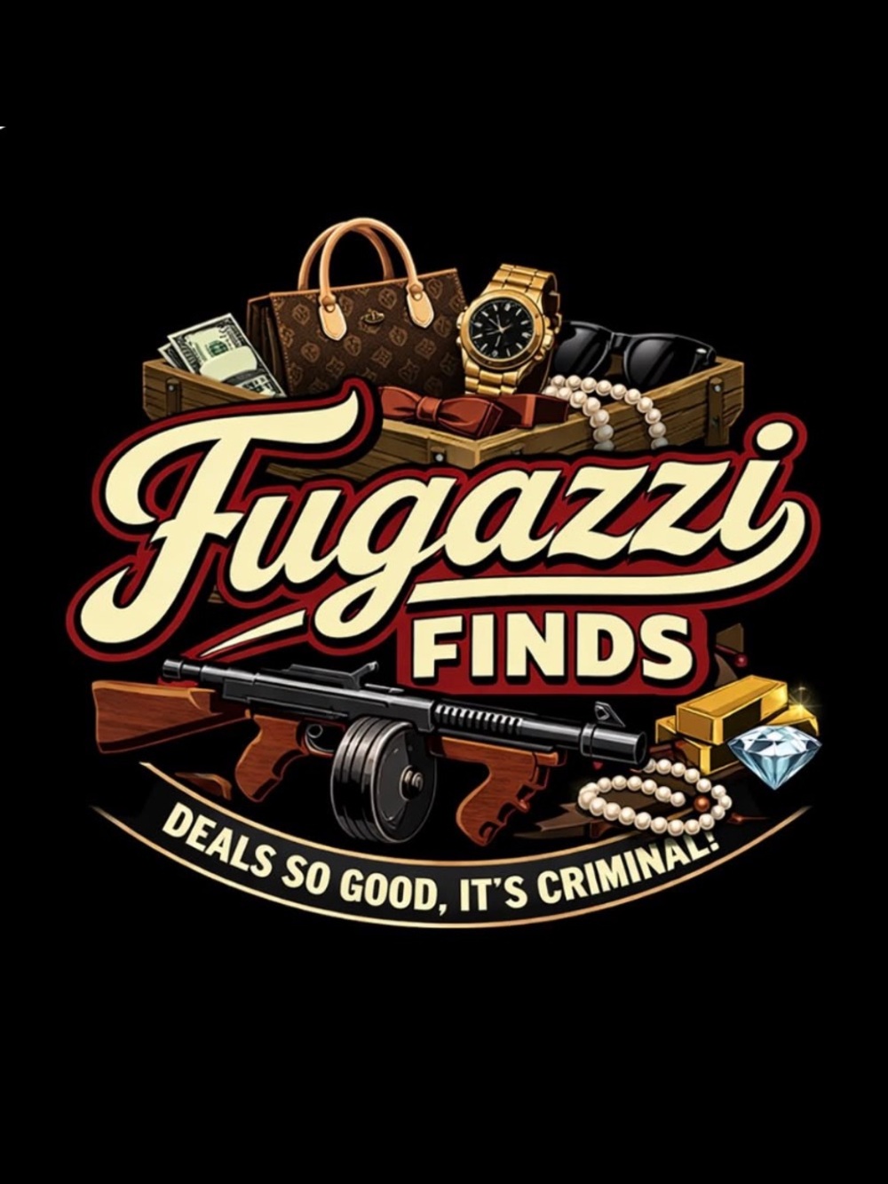 Fugazzi Finds Graphic Tee - Black with Cream & Red Logo